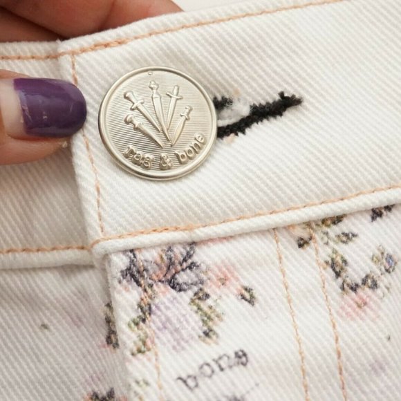 🆕RAG & BONE Pink Floral Print High-Rise Twill - Picture 4 of 8